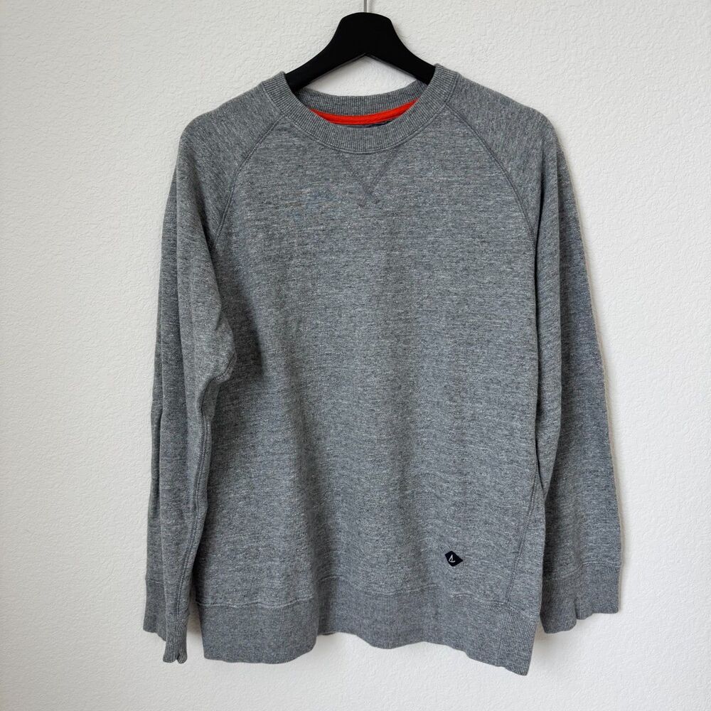 Sperry Basic Men's Grey Crewneck Pullover Sweatshirt, size Large